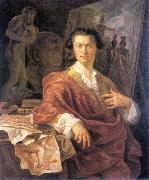 HERREYNS, Willem Portrait of Artist A. C. Lens sg oil painting